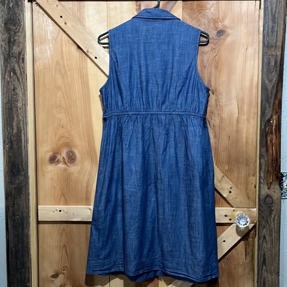 Motherhood Maternity size medium denim dress, buttons up the front, sleeveless - Picture 2 of 4